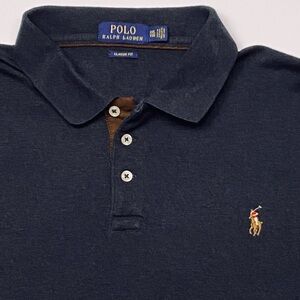 Ralph Lauren Long Sleeve Polo Charcoal & Gold Pony XXL